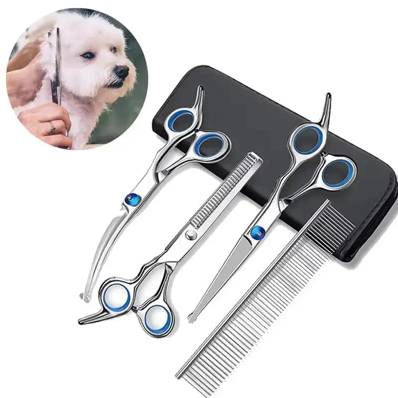 🐶 Kit com 4 Tesouras para Cuidado Pet | Corte preciso e acabamento profissional em casa
